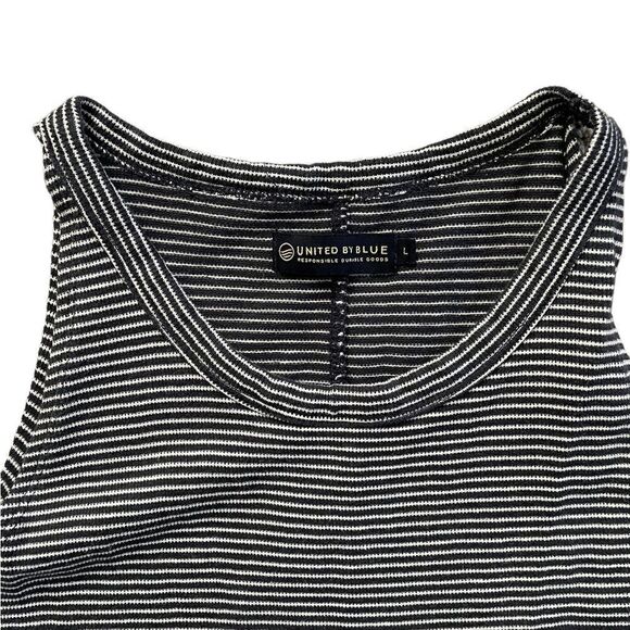 UNITED BY BLUE Blue and White Striped Tank Top Size Large - Picture 3 of 6